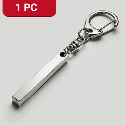 1-10PCS Stainless Steel Personalized Keychain Custom Engraved 4 Sides DIY Name Text Key Ring Gift for Men Women Keyrings DP039