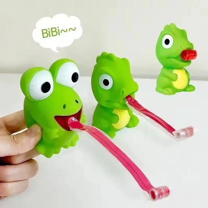 Pinch Frog Dinosaur Sticking Tongue Out Toys Funny Sensory Stress Relief Fidget Toys Cat Toys School Gifts