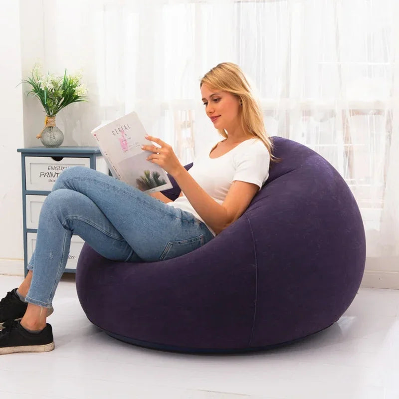 Large Lazy Inflatable PVC Sofa Chair Lounger Seat Bean Bag Tatami Style Living Room Couch 2026 Latest Models Puff Pouf
