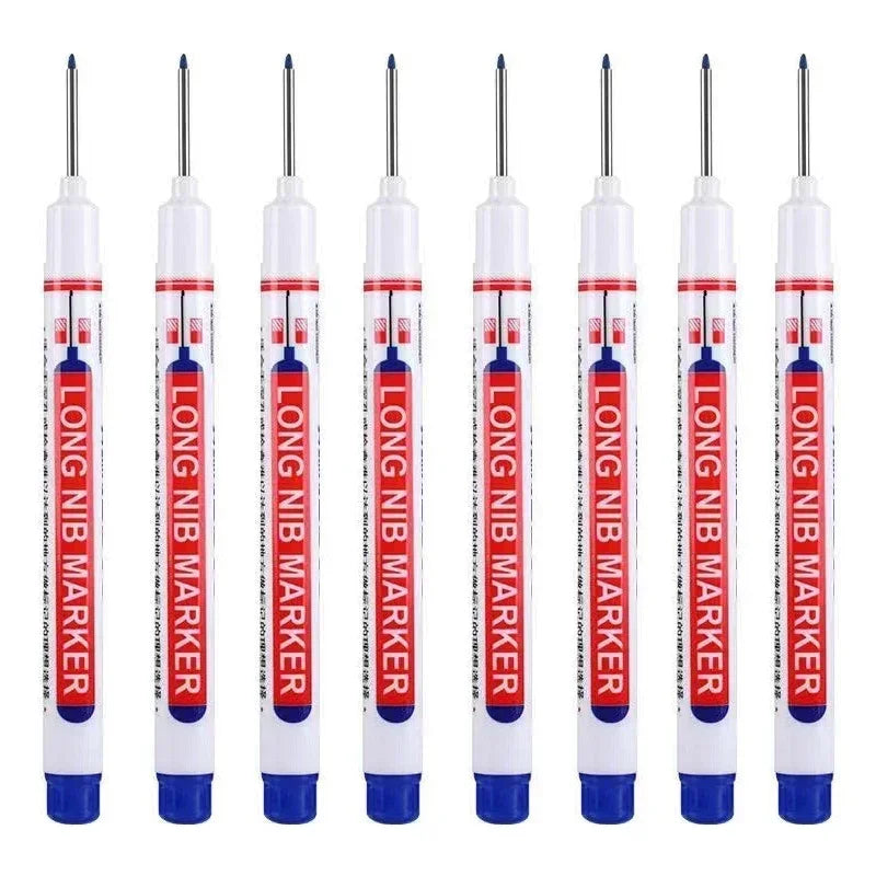 8Pcs/Set 20mm Deep Hole Long Nib Head Markers For Metal Perforating Pen Waterproof Bathroom Woodworking Decoration Multi-Purpose