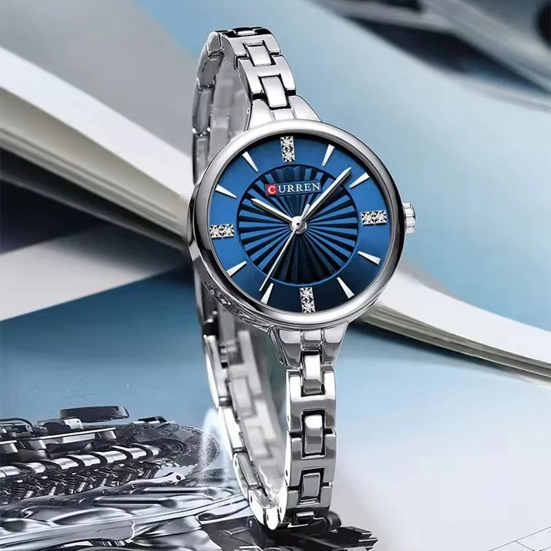 CURREN 9097 Elegant Women's Quartz Watch Luxury Stainless Steel Strap Women's Watch часы женские наручные