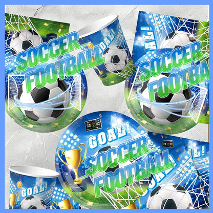 Blue Football Birthday Party Decoration Soccer Birthday Party Plate Cup Napkins Cotillon Birthday Soccer Star Happy Birthday Set