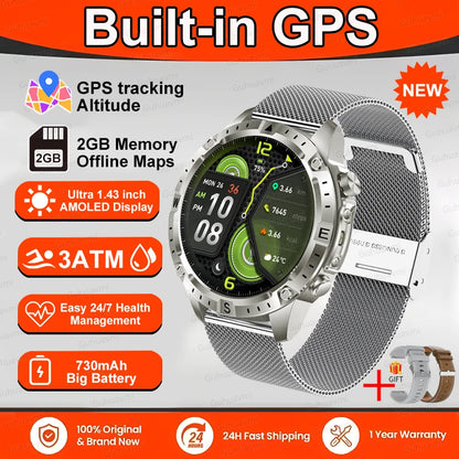 Smart Watch Men GPS Track High End watch Swim Waterproof Smart Watches Swim six axis sensor Sports Smartwatch 2GB Memory GPS Map