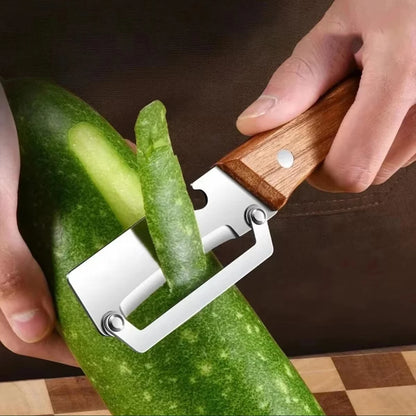 Multi-Functional Stainless Steel Peeler with Wooden Handle, Durable Smooth Kitchen Gadget for Fruits and Vegetables Peeling Slic