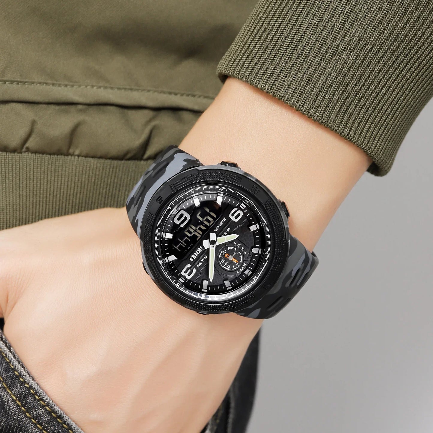 SKMEI  Outdoor Sports Men's Electronic 1655 Watch Dual Display Multi functional Waterproof Student Exploration Watch