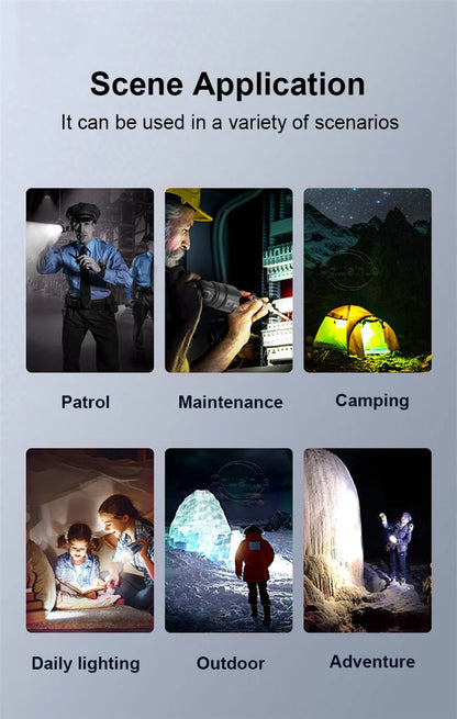 High Power Led Flashlight Telescopic Zoom Portable Rechargeable Led Lamp Emergency Spotlights Camping Torch