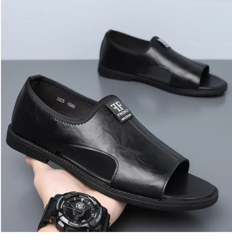 Men's Roman Sandals Summer Comfort Casual Soft Sole Slippers Anti-Slip Breathable Outdoor Slip-On Beach Shoes-HT2025