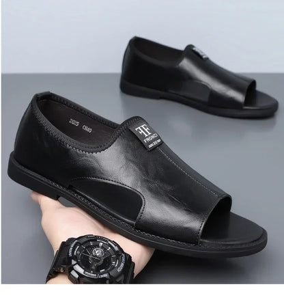 Men's Roman Sandals Summer Comfort Casual Soft Sole Slippers Anti-Slip Breathable Outdoor Slip-On Beach Shoes-HT2025