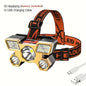 5*LED High Power Headlamp, Super Bright Rechargeable Fishing Camping Light, Long Distance Head Mounted Mining Lamp, Flashlight
