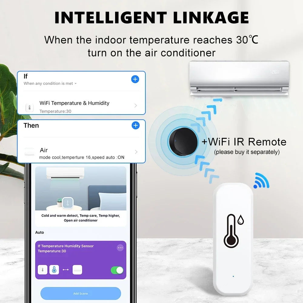 Tuya Zigbee 3.0 Wireless Temperature Humidity Sensor Smart Humidity Detector APP Monitor Voice Control Alexa Google Assistant