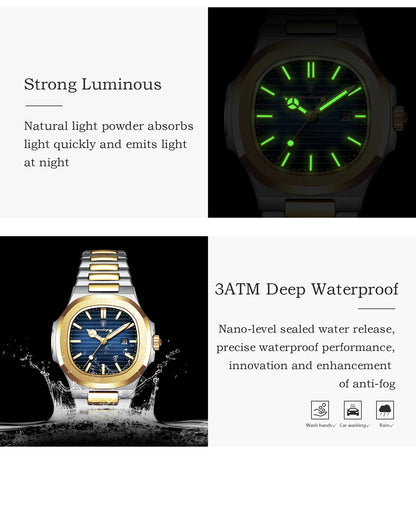 POEDAGAR Fashion Square Watches For Woman Waterproof Luminous Date Ladies Watch Stainless Steel Luxury Quartz Women's Wristwatch