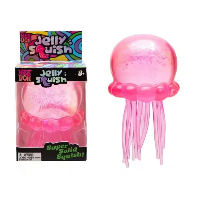 Glitter Octopus Squishy Toy Soft Stress Relief Fidget Toy Squeeze Jellyfish Squishy Compression Decompression Toy for Kid Adults