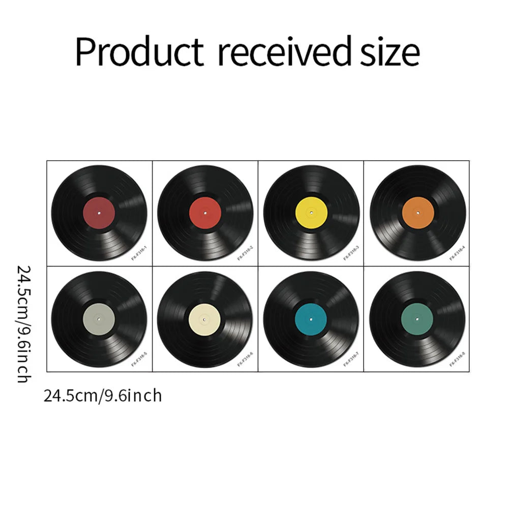 8PCS Vinyl Record Wall Stickers Decal Mural Living Room Bedroom Random Style Bar Coffee Shop Interior Wall CD Home Decoration