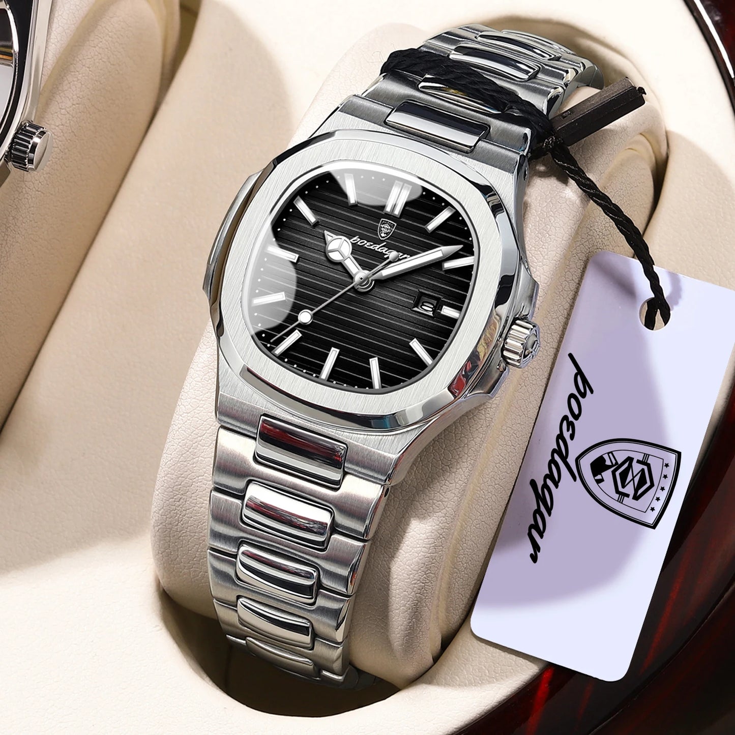 POEDAGAR Fashion Square Watches For Woman Waterproof Luminous Date Ladies Watch Stainless Steel Luxury Quartz Women's Wristwatch
