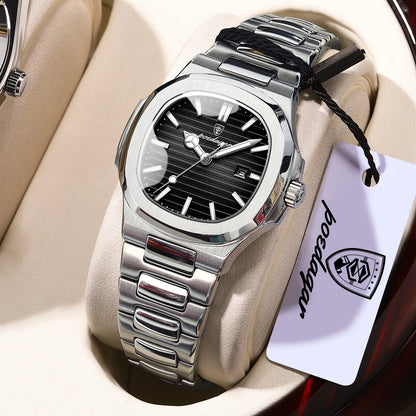 POEDAGAR Fashion Square Watches For Woman Waterproof Luminous Date Ladies Watch Stainless Steel Luxury Quartz Women's Wristwatch