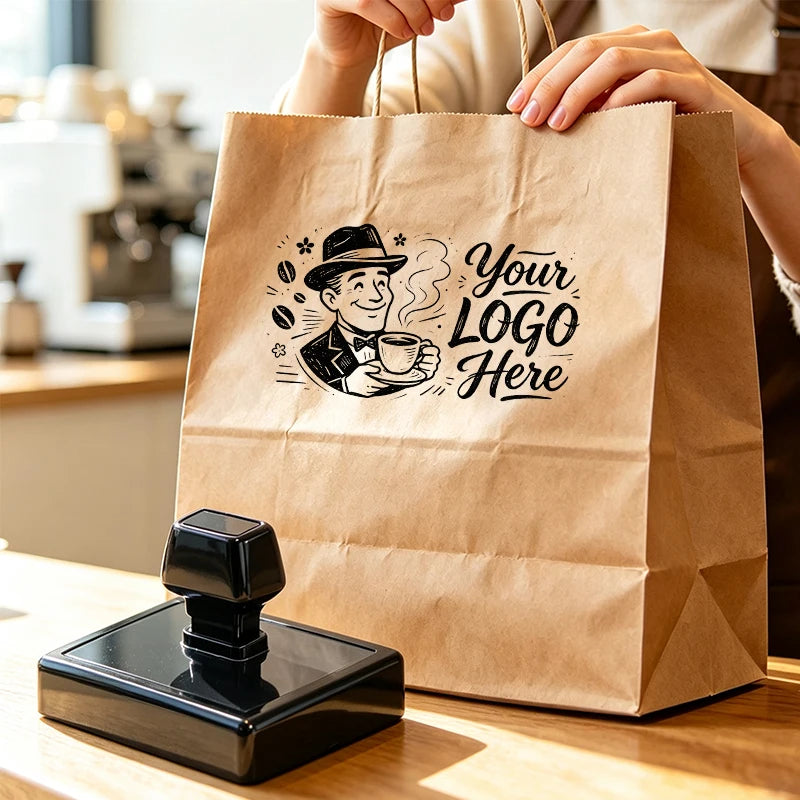 Personalized Large Self‑Inking Rubber Stamper Custom Logo Emblem Stamp, Clear Imprint for Office Paper Wedding Brand Marking