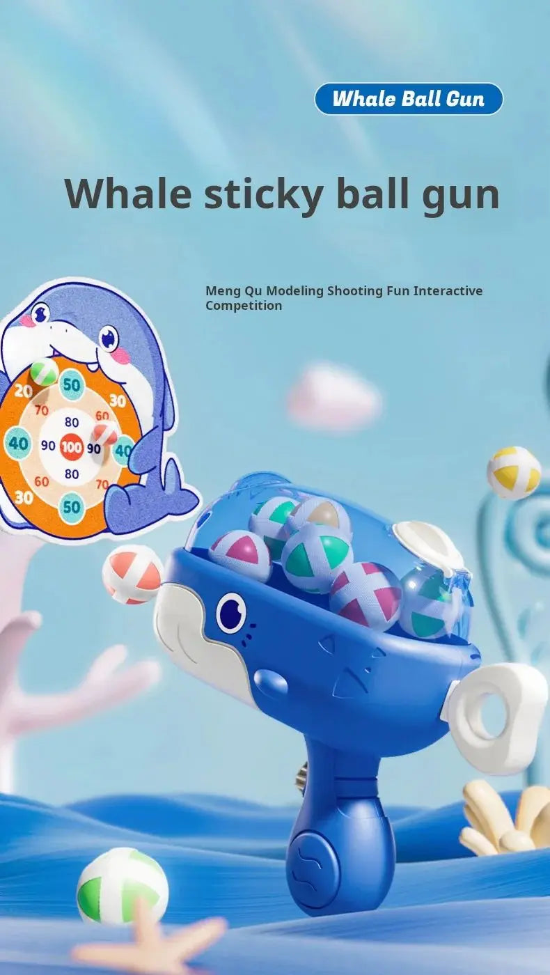 Whale Sticky Ball Throw Toy Set Kids Shooting Ball Gun Dart Board Target Soft Bullet Outdoor Indoor Game Gifts For Girsl Boys