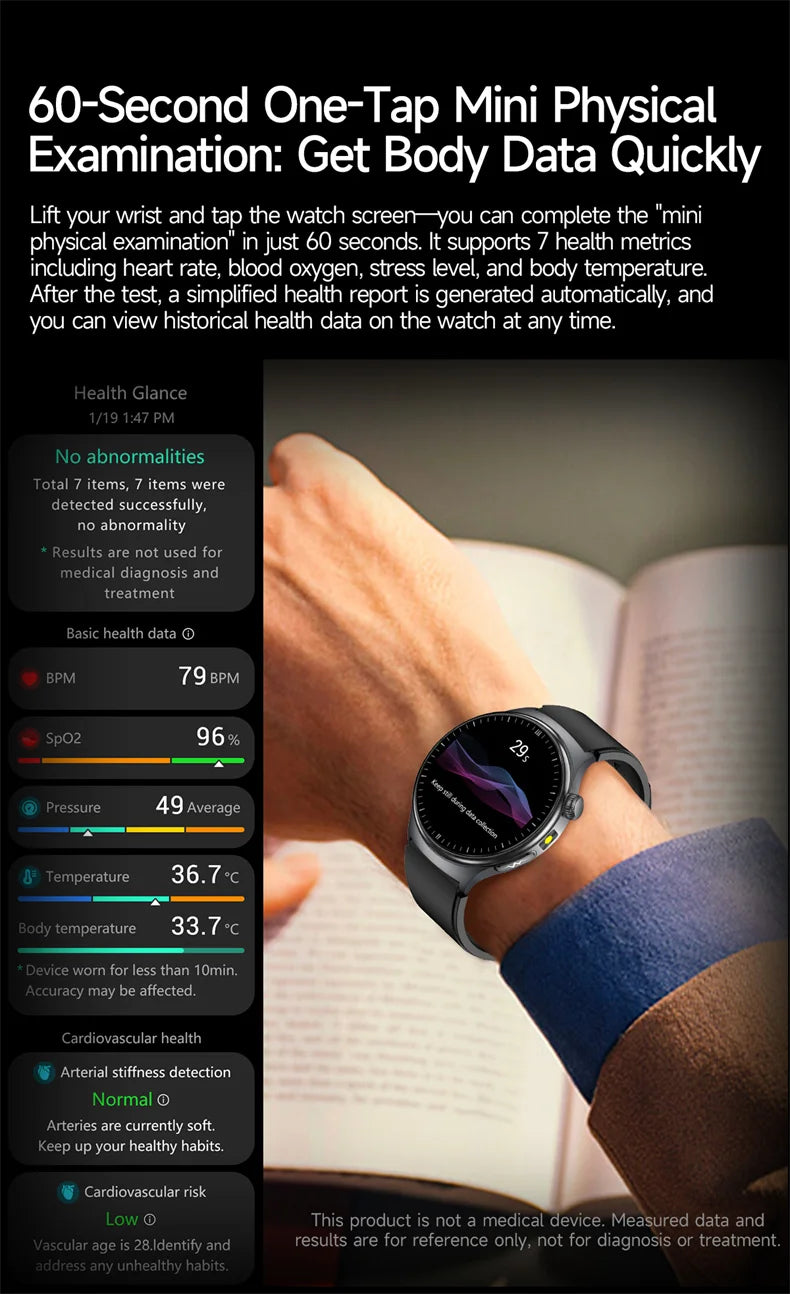 2026Nowość Zdrowie Sport EKG AI Diagnostyka Inteligentne Zegarki Męskie Tętno Ciśnienie Krwi IP68 Wodoodporne Smartwatche Dla Mężczyzn Kobiet