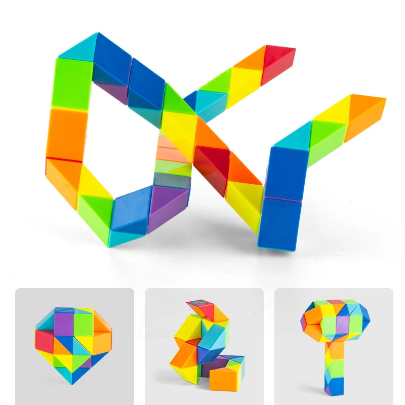 Magic Snake Cube Twist Puzzle 72/48/36/24 Wedges Brain Teaser Games For Kids Montessori Educational Toys Spielzeuge Kinder
