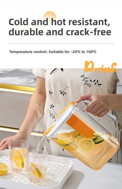 Large Capaci Cold Water Pot Heat Resistant Drop Proof Fruit Tea Barrel Beverage Ice Water Bottle for Frie Home Use