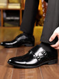 QRLQRL Luxury Leather Double Buckle Monk Strap Formal Shoes for Men Classic Cap Toe Business Office Wedding Dress Shoes