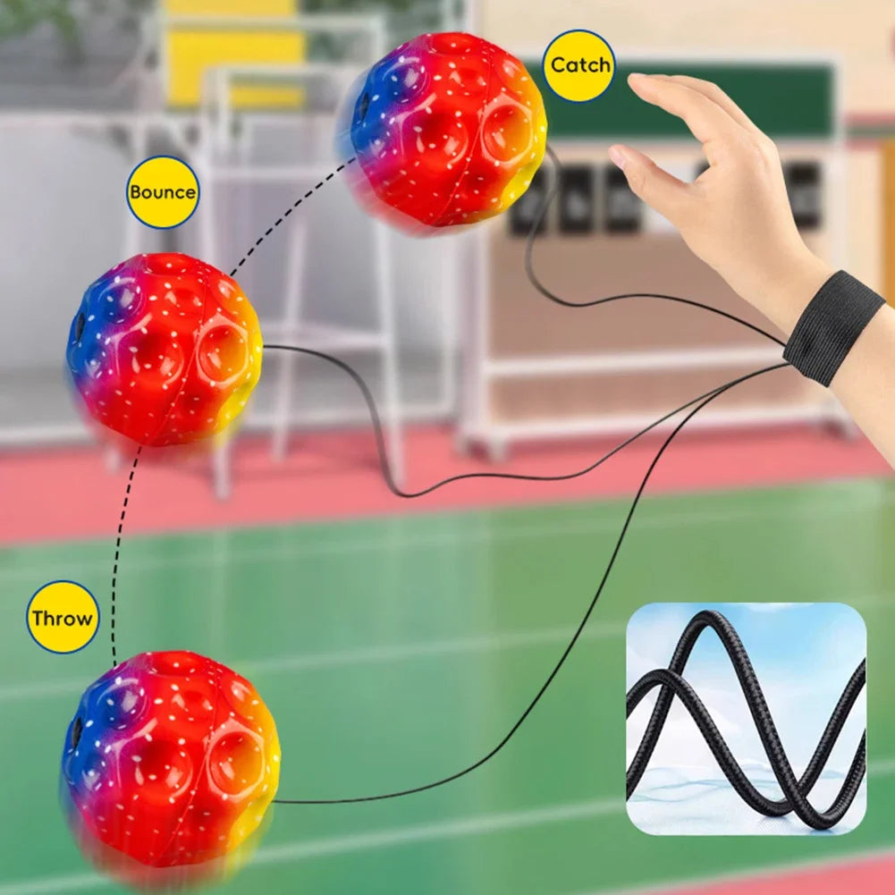 Wrist Return Ball Rubber Sport Ball with Strap and String Rebound Bouncy Balls Toy for Teens Adults Wrist Exercise or Play