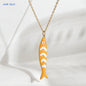Cute Colorful Enamel Fish Pendant Necklaces For Women Girls Lovely Stainless Steel Gold Color Summer Waterproof Beach Jewelry