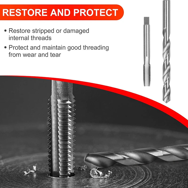 131 PCS Metric Thread Repair Tool Kit Helicoil Thread Repair Set for Engine M5 M6 M8 M10 M12 Internal Screw Holes