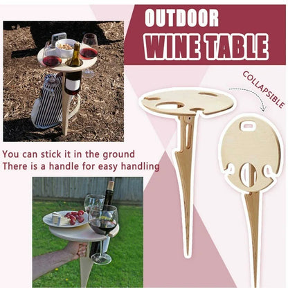 Outdoor Wine Table Portable Picnic Table Wine Glass Rack Collapsible Table