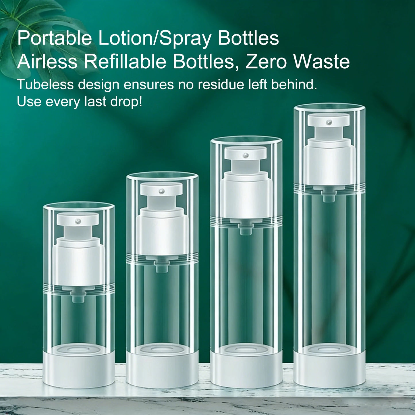 15/30/50/100ML Clear Airless Cosmetic Cream Pump Bottle Refillable Vacuum Dispenser Spray Lotion Bottle for Travel Makeup Contai