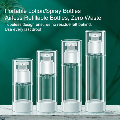 15/30/50/100ML Clear Airless Cosmetic Cream Pump Bottle Refillable Vacuum Dispenser Spray Lotion Bottle for Travel Makeup Contai