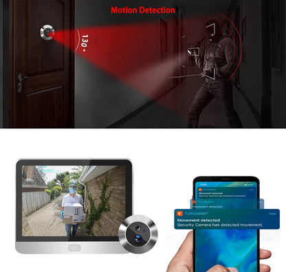 Tuya Smart 3MP  WiFi Peephole Video Door Camera Security one-way Audio Night Vision 4.3' HD Video Door Eye Camera