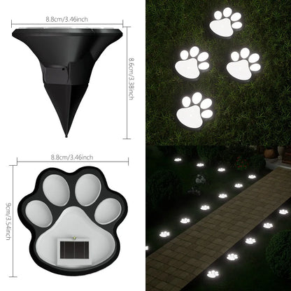 Outdoor  Paw Print Lights LED Solar Light Waterproof Dog Cat Animal Paw Print Light Path Lawn Lamp for Garden Patio Lawn Camping
