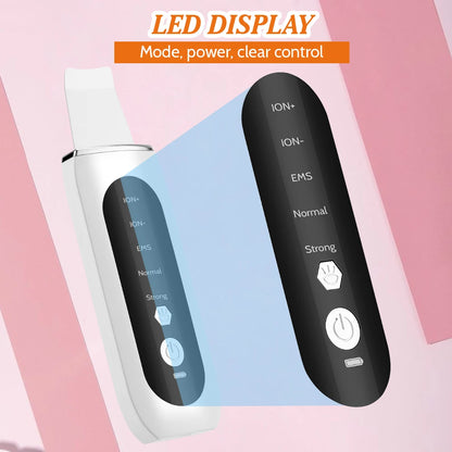 Ultrasonic Skin Scrubber Peeling Blackhead Remover Deep Face Cleaning Ultrasonic Ion Ance Pore Cleaner Facial Shovel Cleanser