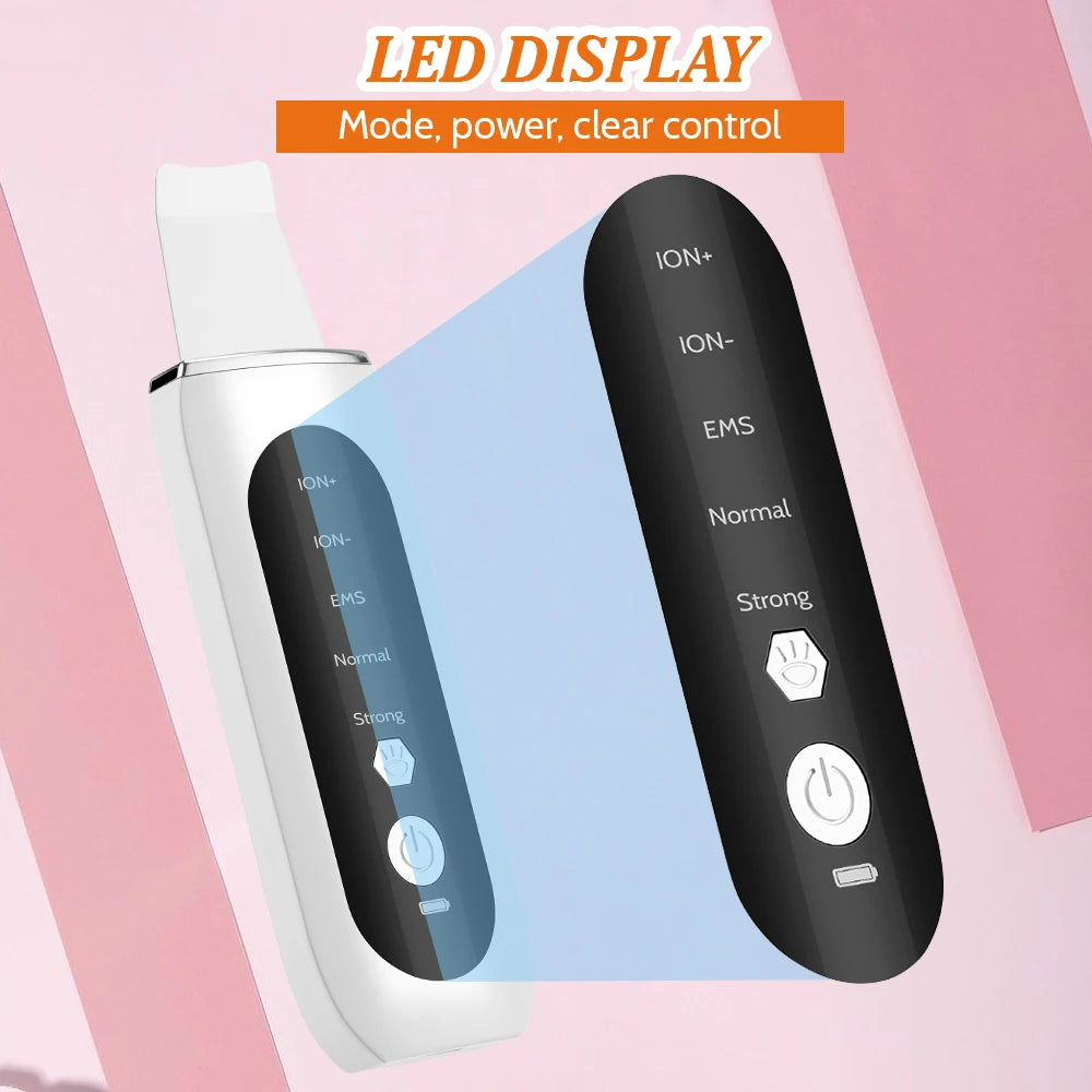 Ultrasonic Skin Scrubber Peeling Blackhead Remover Deep Face Cleaning Ultrasonic Ion Ance Pore Cleaner Facial Shovel Cleanser