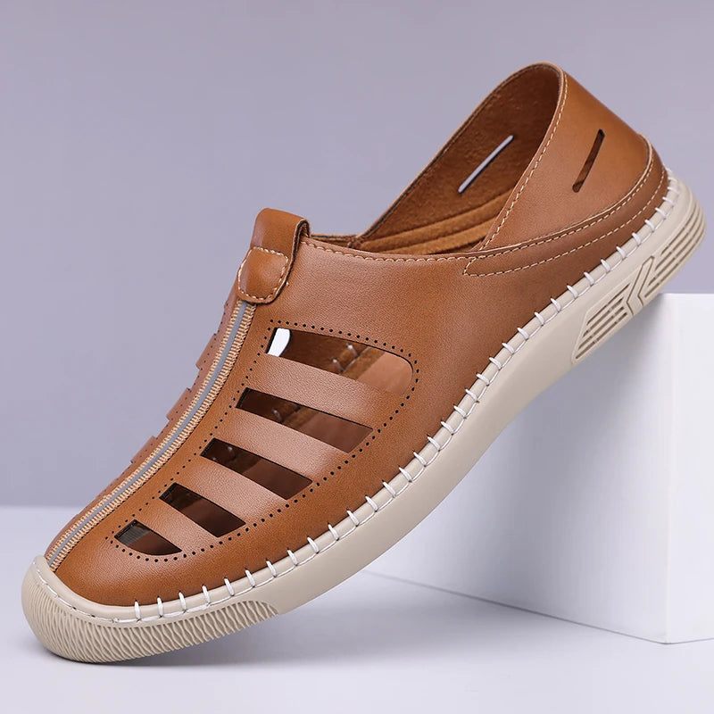 Men's Hollow Out Loafers, Summer Comfort Soft Sole Slip-On Casual Shoes, Anti-Slip Breathable Clog Sandals-HT619