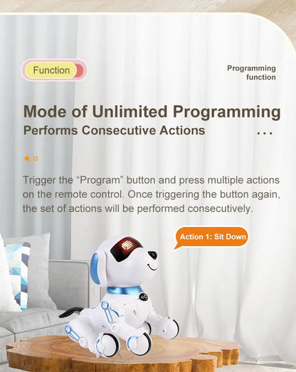 RC Robot Dog Electronic Stunt Pet Interactive Touch Programmable Smart Walking Dancing Kids Birthday Gift for Kids Boys Girls