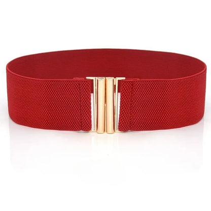 Fashion Women's Ladies Gold Buckle Wide Stretch Elastic Corset Waist Belt Waistband Dress Decoration Belt