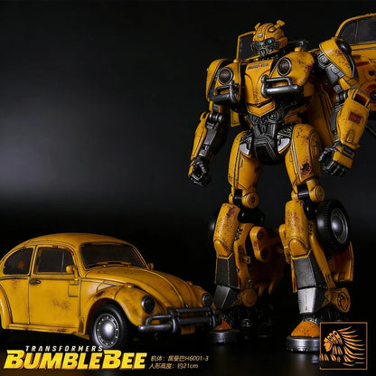 Transformable Robot 21cm Bumblebee Alloy Painted Action Figure Collectible Toy Battle Damaged Car Model Desk Ornament Boy Gift