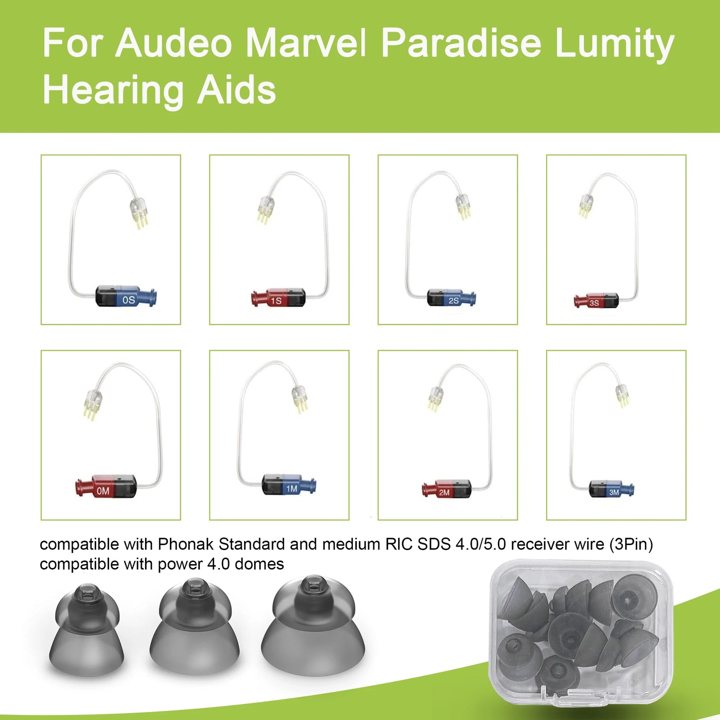 Hearing Aid Domes for Phonak Replacements,Phonak hearing aid 4.0 Domes 10pcs, Universal Domes for Phonak-Unitron RIC Hearing aid