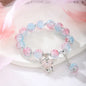 Bohemian Sweet Butterfly Beaded Bracelet for Women Girls Pink Color Imitation Jade Crystal Hand Jewelry Birthday Party Gifts