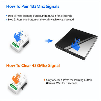 Diese 86 Wireless Touch Light Switch 433MHz Remote Transmitter, AC 110V~250V 10A Relay Receiver Interruptor for home improvement