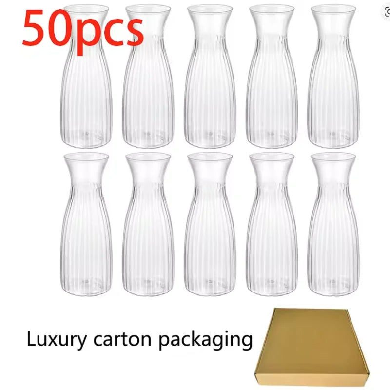 Striped Design Clear Plastic Vases for DIY Floral Arrangements Durable Home Wedding Table Centerpiece Decor