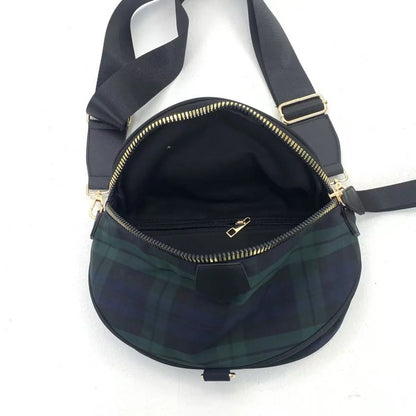 Ladies' fashionable minimalist versatile crossbody bag with broadband grid pattern and lightweight casual handbag