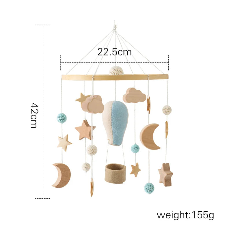 Baby Soft Felt Cartoon Wool Ball Seashell Rattles Hanging Bed Bell Newborn Mobile Crib Wooden Bracket Montessori Education Toys