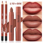 2Pcs/Set Lip Liner + Lipstick Pencil, Matte Velvet Lipstick - Long Lasting Lip Combo Set Makeup Tutorial Cosmetics