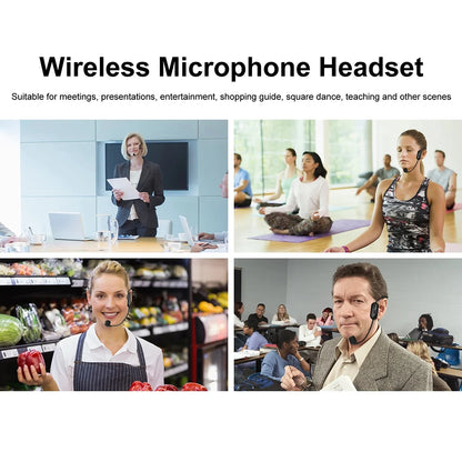 Wireless Headset Microphone Kit 2.4G with Transmitter And Receiver for Voice Amplifier Speaker Suitable for Teaching Stage Guide