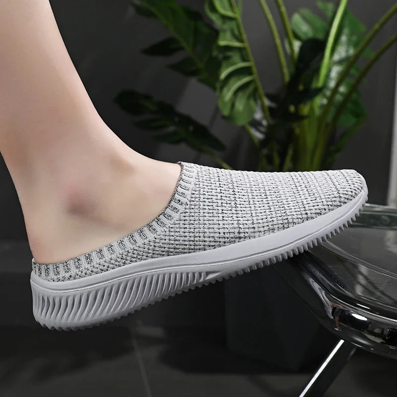 Summer Men Casual Shoes Mesh Loafers Breathable Half Slippers Outdoor Indoor Women Comfortable Fashion Couple Walking Sneakers