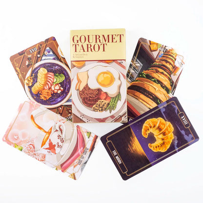 Gourmet Tarot 78-Card Deck Board Game for Family Parties and Group Gaming Precognition & Divination Oracle Set for Tabletop Fun