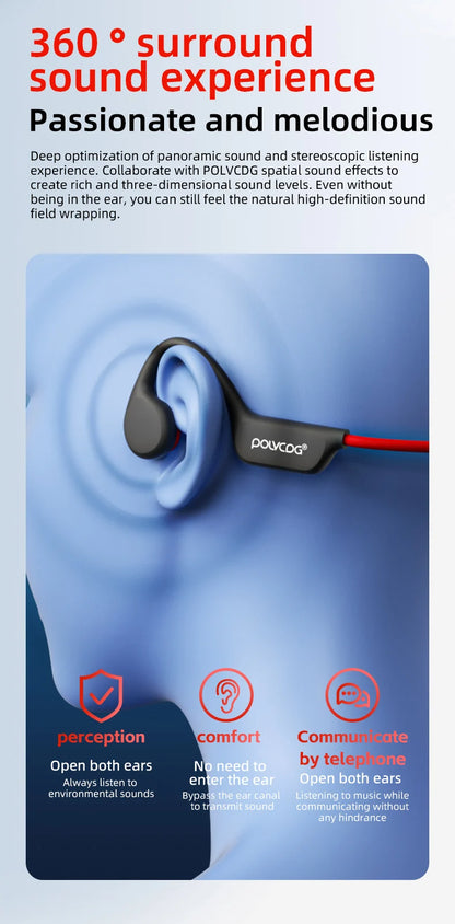 POLVCDG Bone Conduction Headset X7 IPX8 32GB Bluetooth 5.3 Wireless Headset with microphone Waterproof Swim 2023 New
